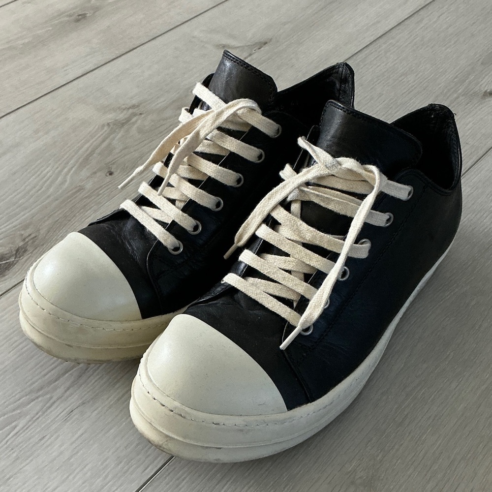 Rick Owens Black and Cream Sneakers